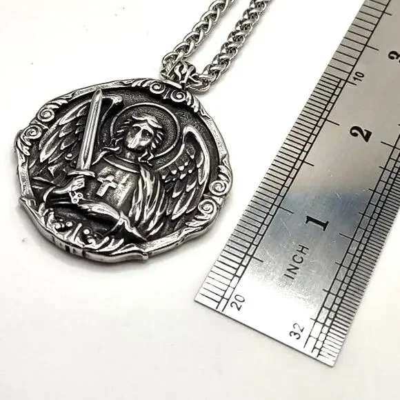 Stainless Archangel St. Michael Necklace Christian Catholic Faith Birthday Gift
